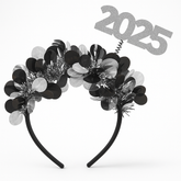 Sparkling "2025" New Year's Eve Headband - Black & Silver